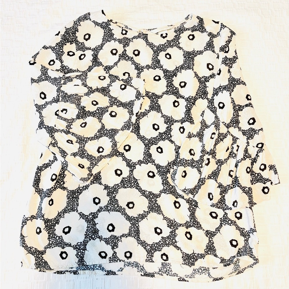 White + Black Floral Blouse